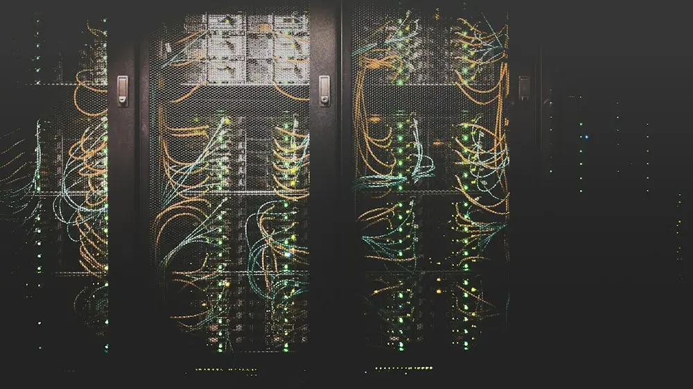 Rows of servers in a data centre